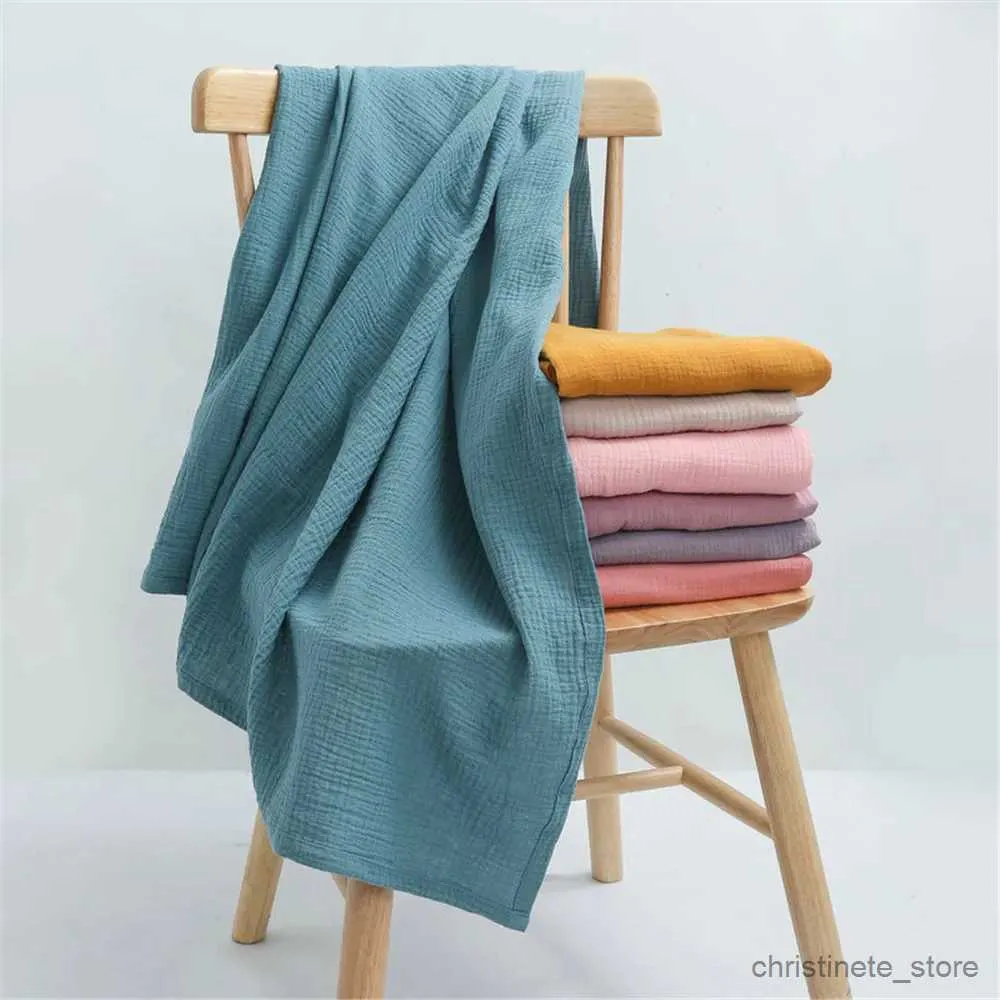 Coperte Fasce Mussola di cotone Coperte per neonati Coperta per neonato Coperta per neonato Solido Avvolgimento per neonato Trapunta morbida per dormire Copriletto 120x120 cm