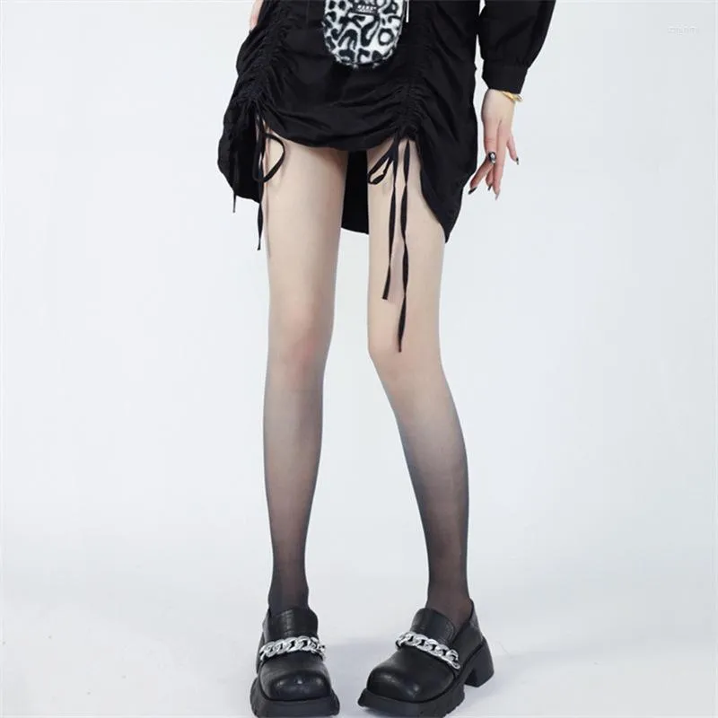 Women Socks Thin Spring And Autumn Rainbow Gradient Color Stockings Velvet Pantyhose Candy Show Leg Trend Brand Tiktok