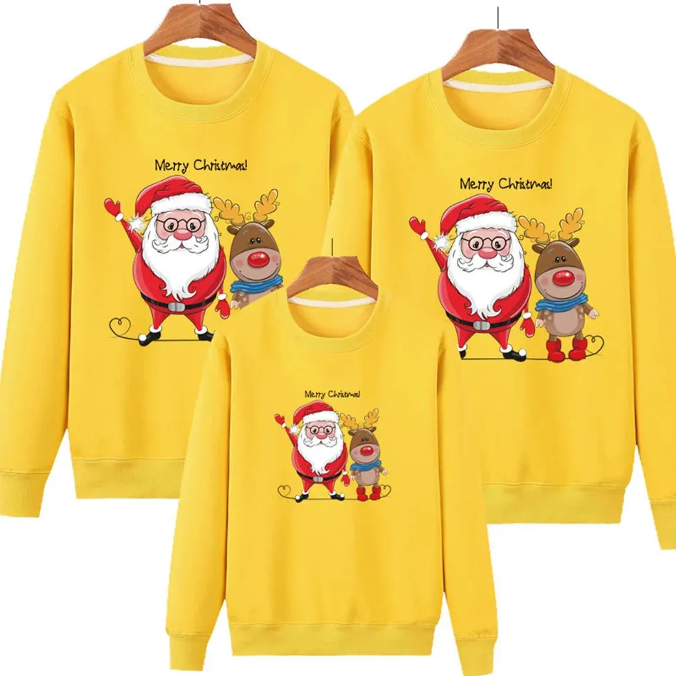 Family Matching Outfits Christmas Red Hoodies Top Children Parent Warm Indoor Outdoor Long Sleeve Sweater Cartoon Costume Family Member Matching Outfits 231129