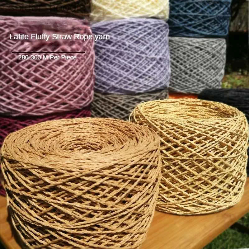 Garen 280m Raffia-garen Papier Gras Katoen voor breien en haken Diy Str Hat Bag Slippers Weave medium dikke draad zomer 150g L231130