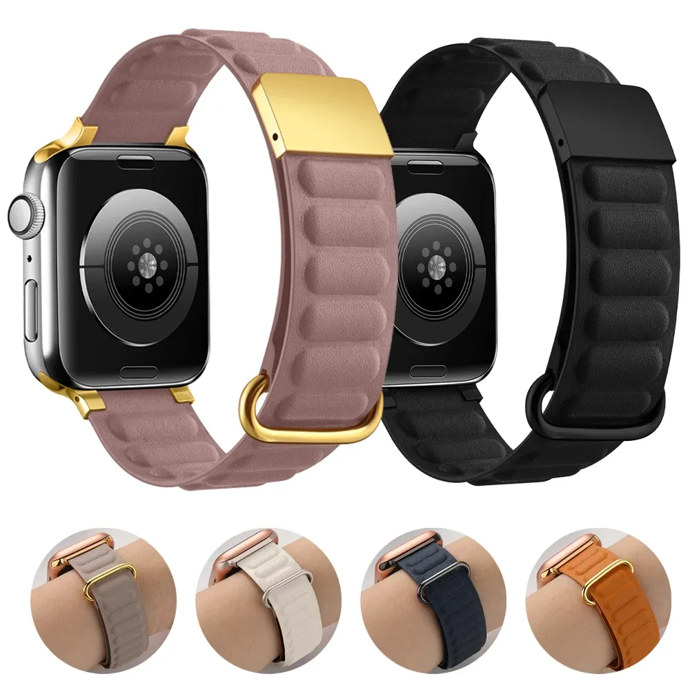 Silicone Strap For Apple watch series9 7 8 SE 6 5 3 44mm 40mm 45mm 41mm 42mm Magnetic Loop correa Bracelet iwatch ultra2 band 49mm