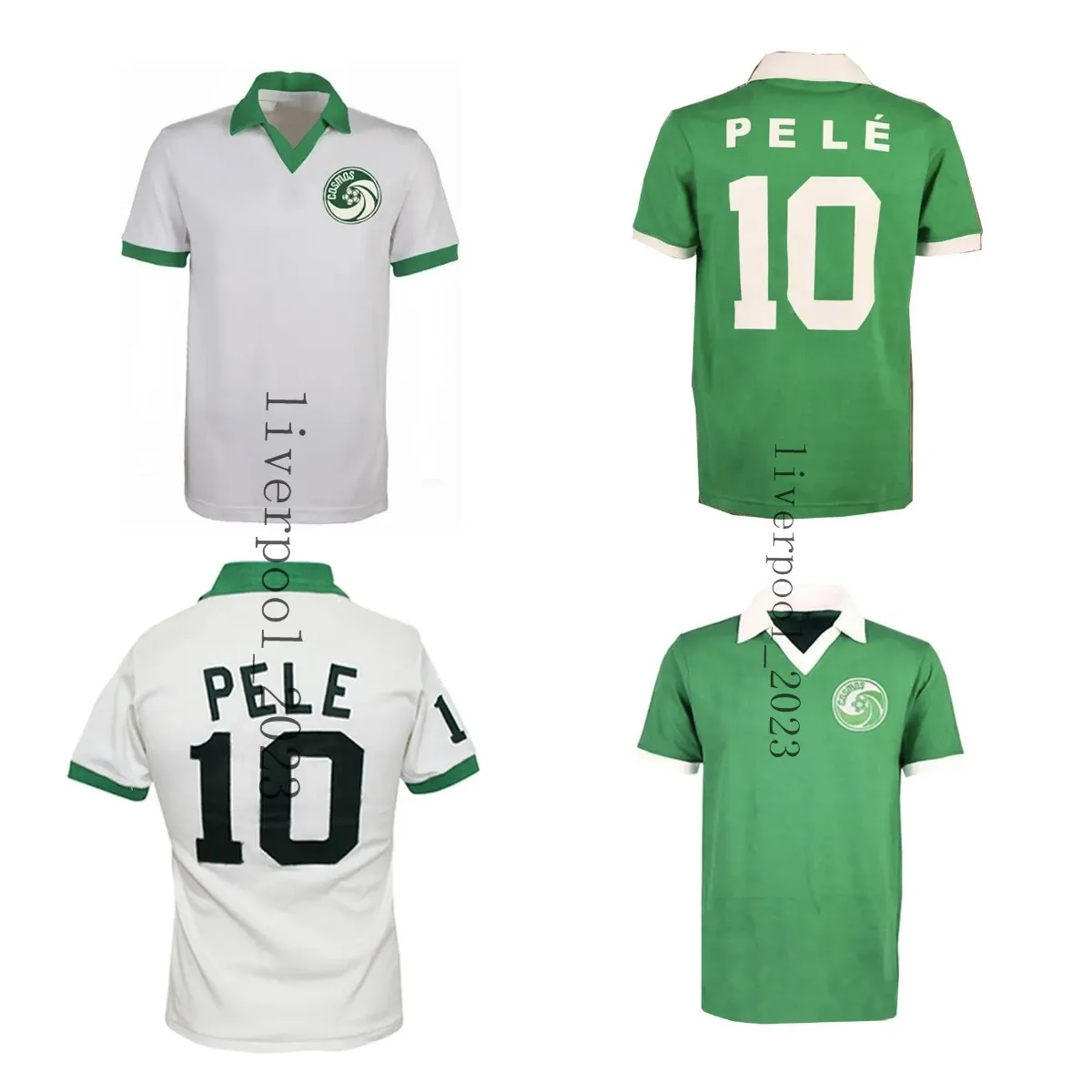 New York Cosmos 1977 PELE Retro Soccer Jerseys 77 Cruyff Beckenbauer domicile blanc loin vert classique Chinaglia Alberto Beckenbauer Messing maillots de football uniformes