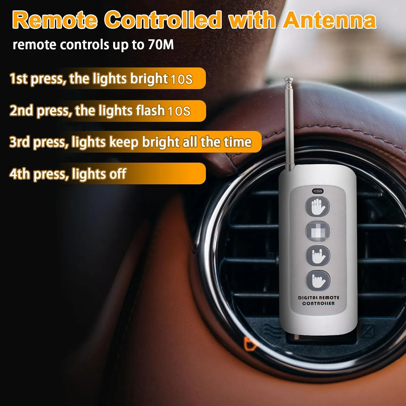 New Car Finger Light with Remote, Give The Bird  