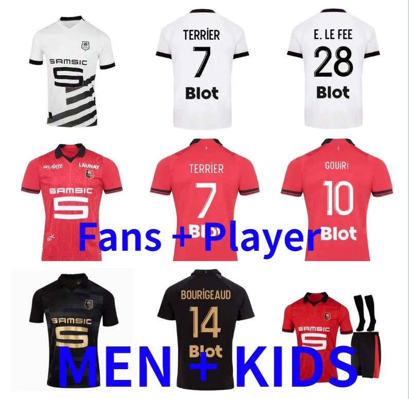 vuxen barn kit 23 24 Stade Rennais Soccer Jerseys Rennes Maillot de Foot Kalimuendo 2023 2024 Toulouse Ado Bourigeaud Terrier Doku Tait Guirassy Football Shirt