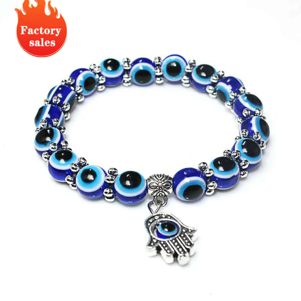 PAVA 8Mm Azul Mal De Ojo Con Dijes Mano De Fátima Cuentas Para Hacer Pulsera De Cuerda Elástica Mal De Ojo