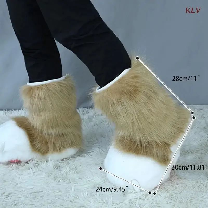 Bottes pattes d'animaux, pantoufles de maison en peluche, Costume de Cosplay Anime 6XDA 231129