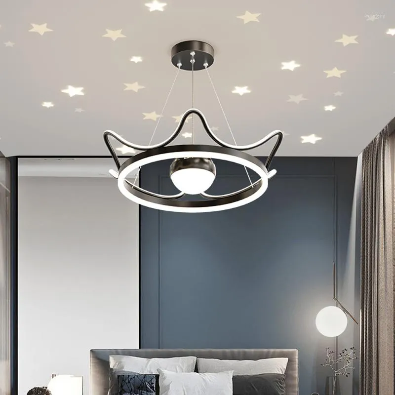 Lustres Lustre Lampe Princesse Chambre Enfants Fille Chambre Nordique Chaud Romantique Rose Bleu Luminaires Ronds Dimmable