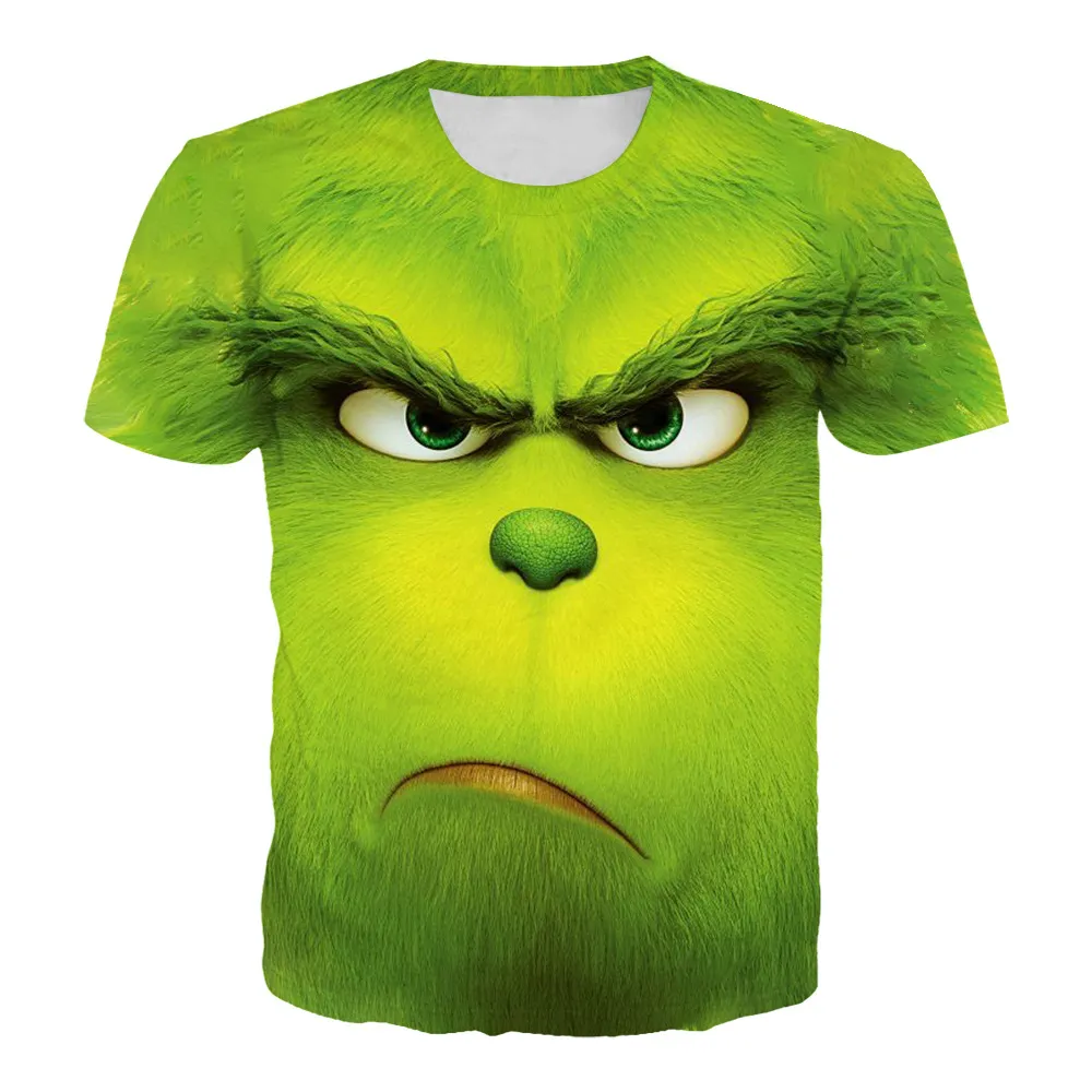 Grinch Karikatür Noel T-Shirts 3D Dijital Baskı Yüksek Kaliteli Erkekler Kadın Giyim Grinch Squad Komik Erkek Gömlekler