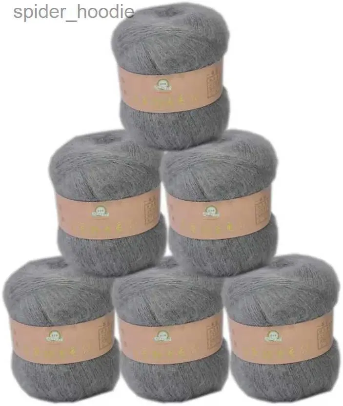 Fil 6 boules Angora Mohair fil de laine pour tricoter doux peluche cachemire main Crochet La bricolage écharpe pull fil expédition ventes L231130
