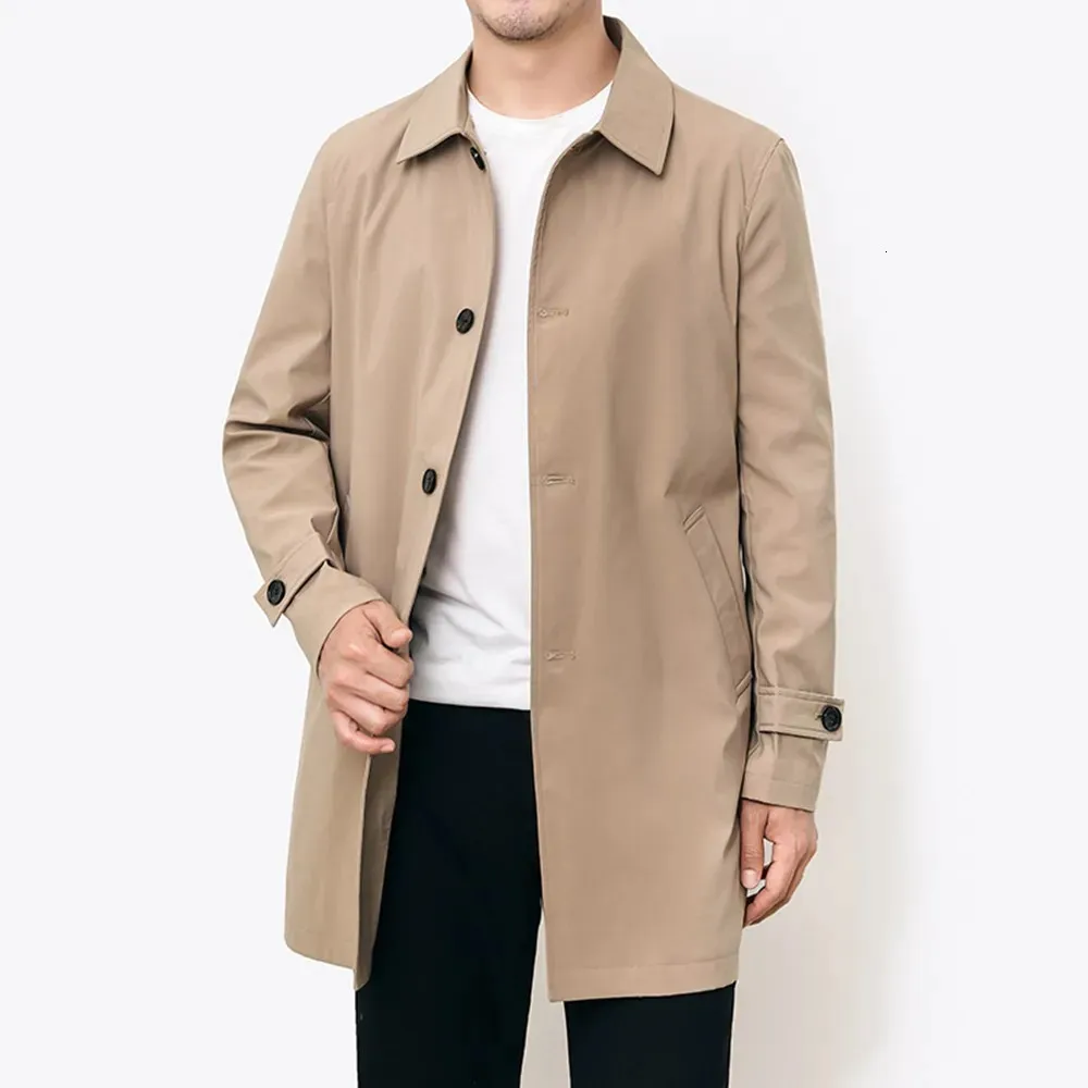 Trenchcoats voor heren Lente Herfst Heren Lange jas Windjack Casual Los ontwerp Effen Kleur Geul Heren Mode Koreaanse stijl Herenjassen Bovenkleding 231129