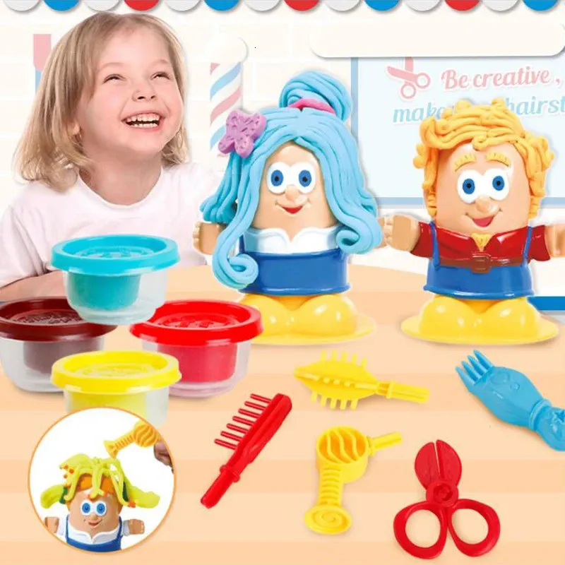 Clay Dough Modeling Kids Spela Creative 3D Education Toys Plasticine Tool Kit DIY Design Frisör Model For Children 231129