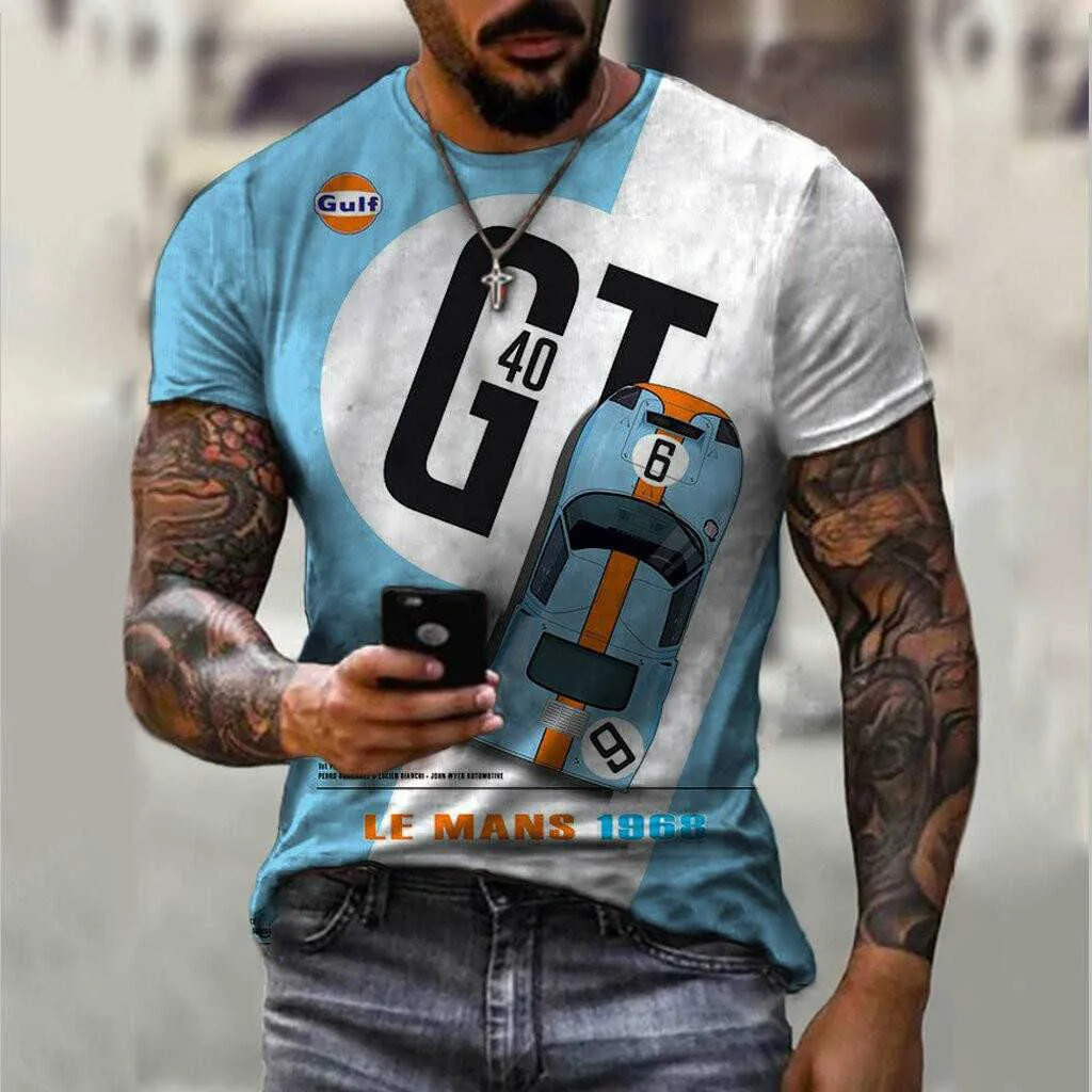 new men's casual round neck short sleeve digital printing slim fit Pullover men's T-shirt