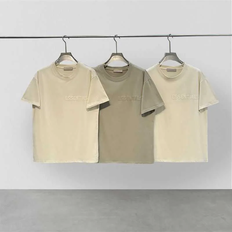 Fw Autumnwinter New Fog Essentials Double Thread Trendy T-shirt met ronde hals en korte mouwen voor heren en dames Instagram