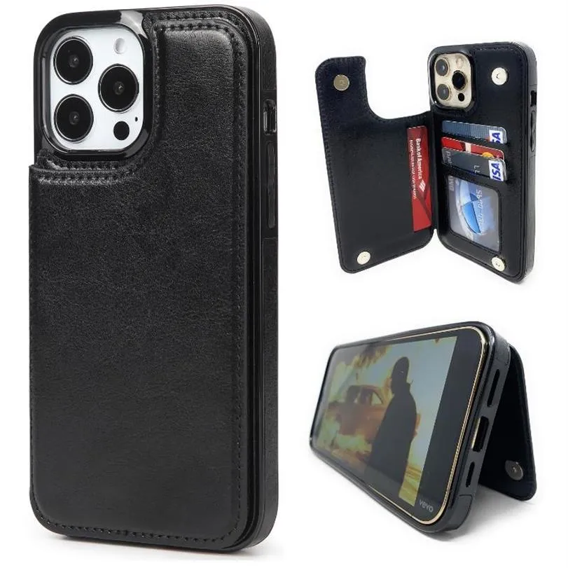 Titulaires de cartes Tendance Antichoc Cellulaire Téléphone Portefeuille Pour IPhone 13 Pro Max Avec Slots Titulaire Femmes Hommes Luxe Magnétique Coin Pocke244R