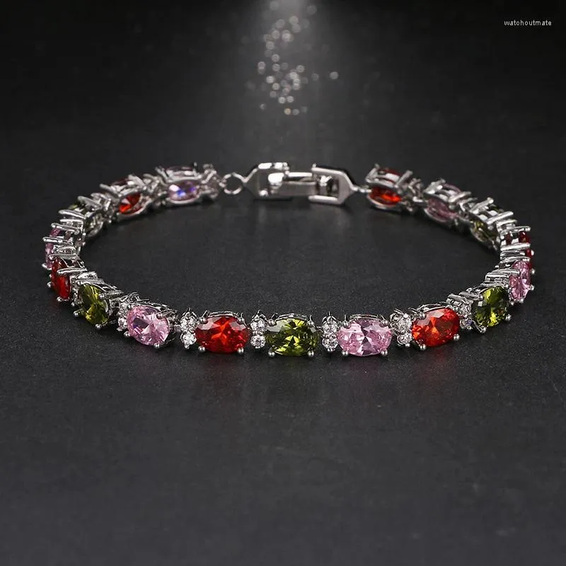 Charm Bracelets Elegant Oval Shape Rhinestone CZ Women Bangles For Anniversary Gifts Brilliant Bracelet B-027