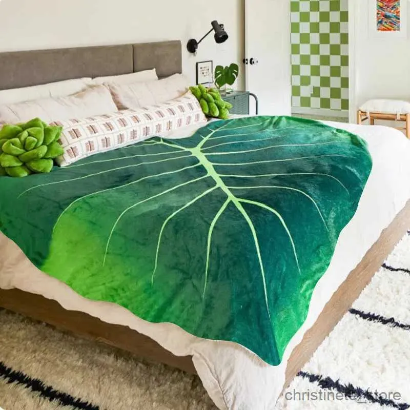 Blankets Swaddling Super Soft Giant Leaf Blanket Home Decor Flannel Gloriosum Leaf Blankets for Beds Sofa Cozy Beach Blankets Towel Manta Cobertor R231130