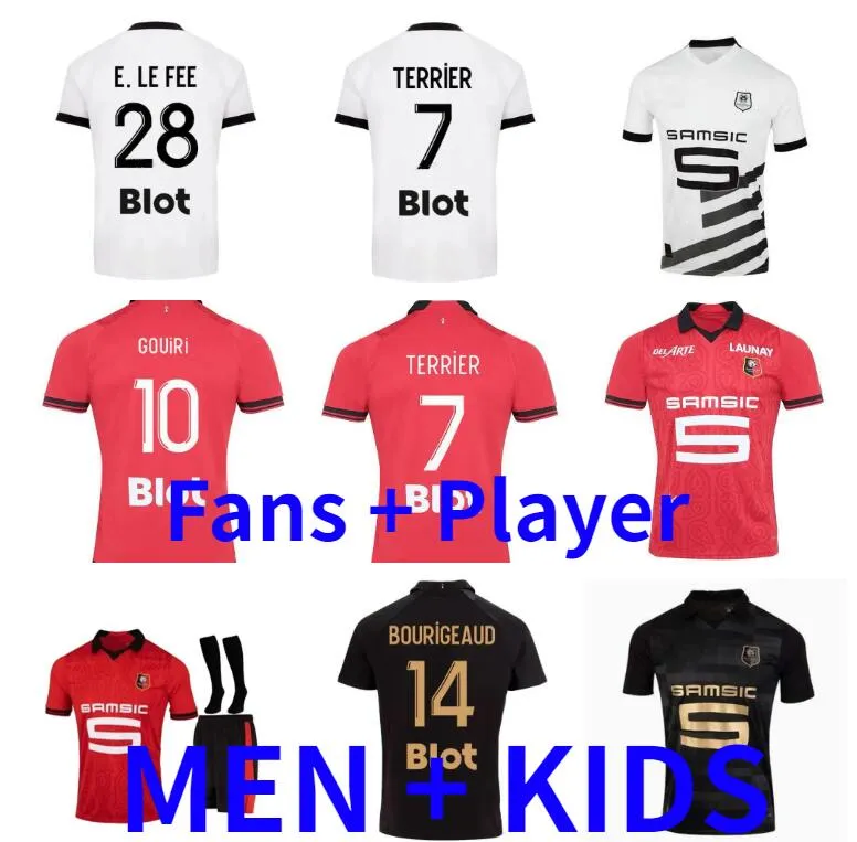 23 24 Stade Rennais Soccer Jerseys FC Rennes Maillots de Foot 2023 2024 Camaveringa Bourigeaud Raphinha Niang Hunou Grenier Men Kids Kit