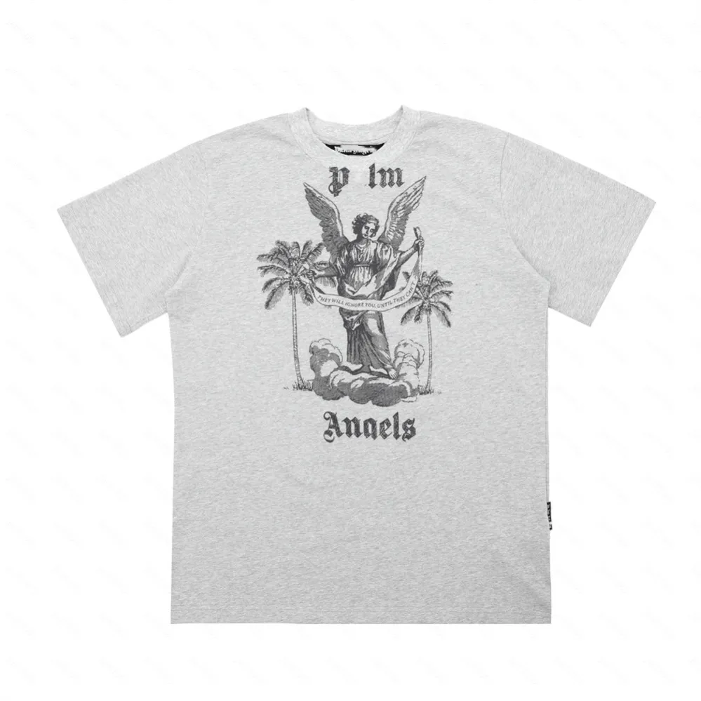 Palms Palm Angel Pa Harajuku 24SS Bahar Amerikan Retro Mektup Baskı Logo Lüks Tişört Gevşek Büyük Boy Hip Hop Unisex Kısa Kollu Tees Angels 795 69678