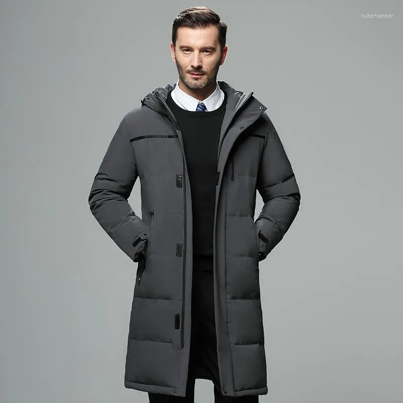 Men's Down Mens Hooded Extra Long Duck Padded Jackets Man Thick Winter Coats Male Fashion Overcoat Keep Warm Outerwear