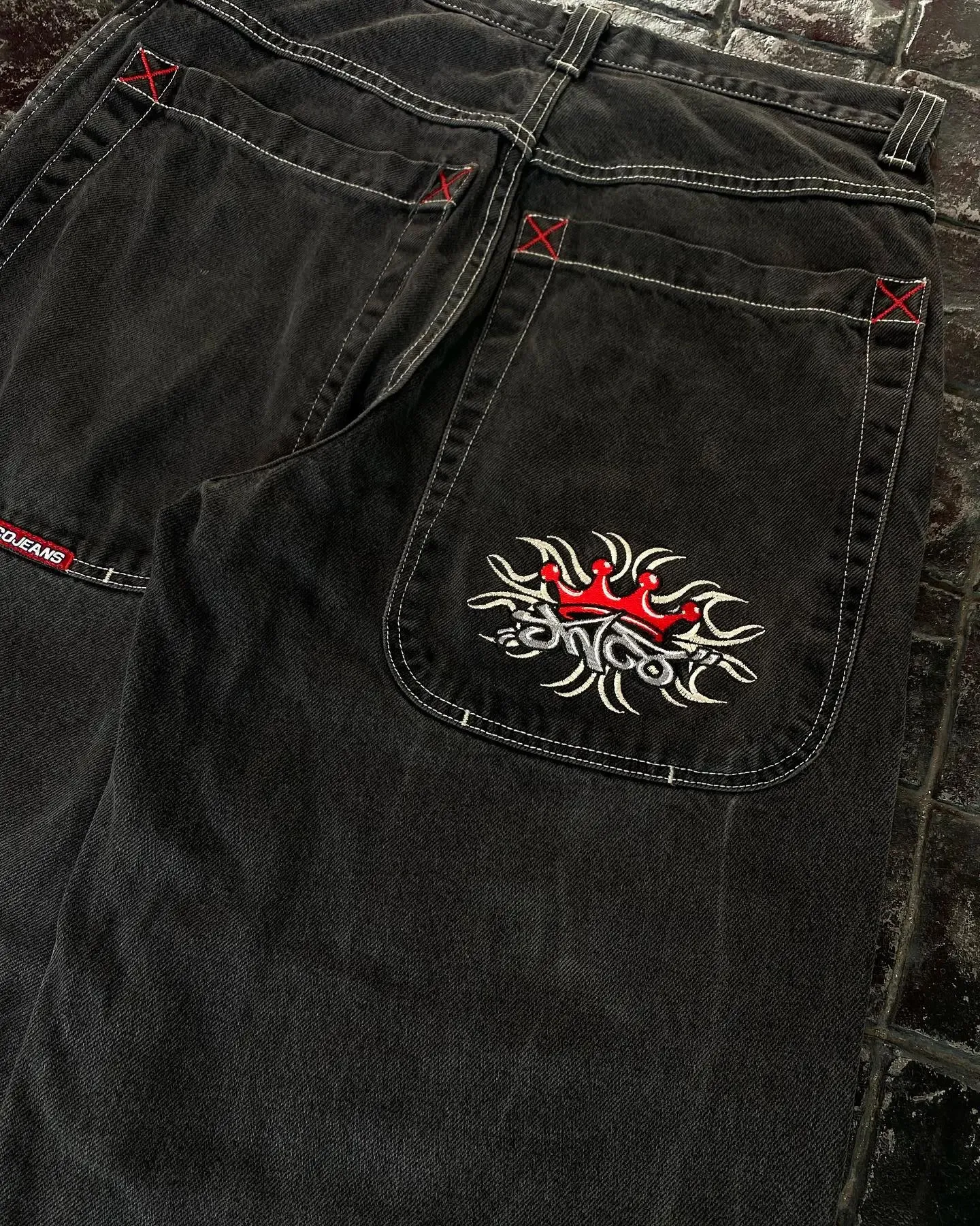 Jeans para hombre Y2k Baggy Hip Hop Patrón Imprimir Pierna ancha de gran tamaño Pantalones de mezclilla vintage Hombres Mujeres Pantalones góticos Streetwear 231129