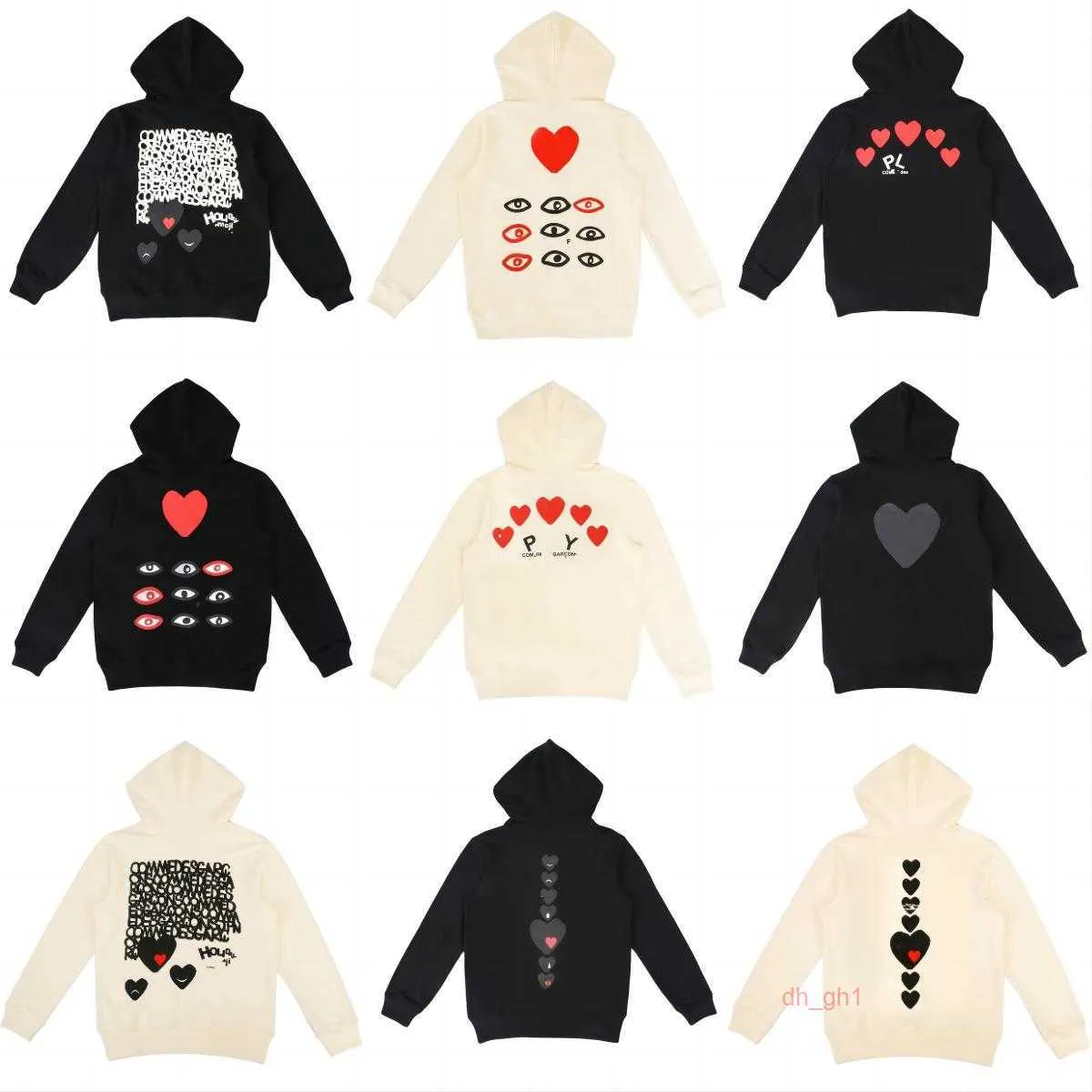 Comme Men's Hoodie Designer Hoodie 21s Women's Hoodie Play Jumper Letters Embroidery Red Heart Pattern X883