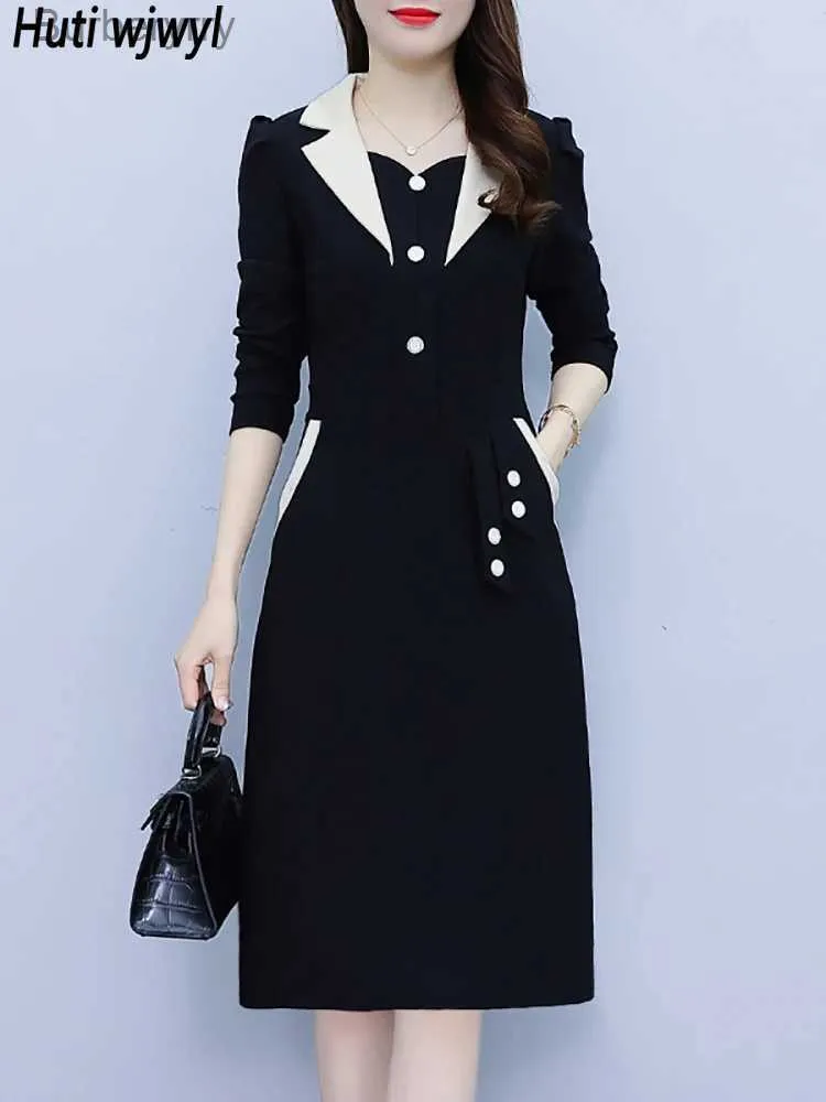 Elegant Midi Dress: Autumn Winter Bodycon Suit for Office