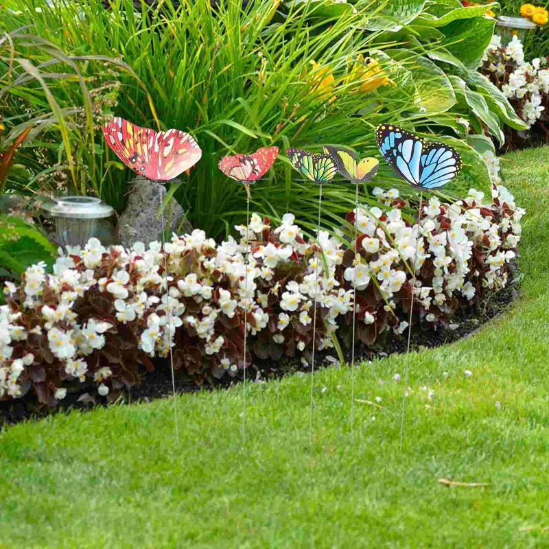 Fiori decorativi 5 pezzi Decor metallo prato patio giardino paletti farfalle finte per la casa