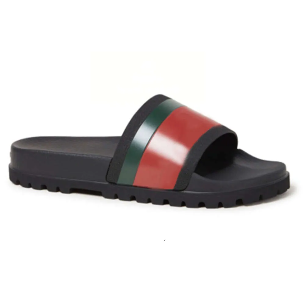 Män kvinnor sandaler glider gummi toffel strand flip flop svart bred platt slip-på sandal sommar tunna botten utomhusskor med låda no010