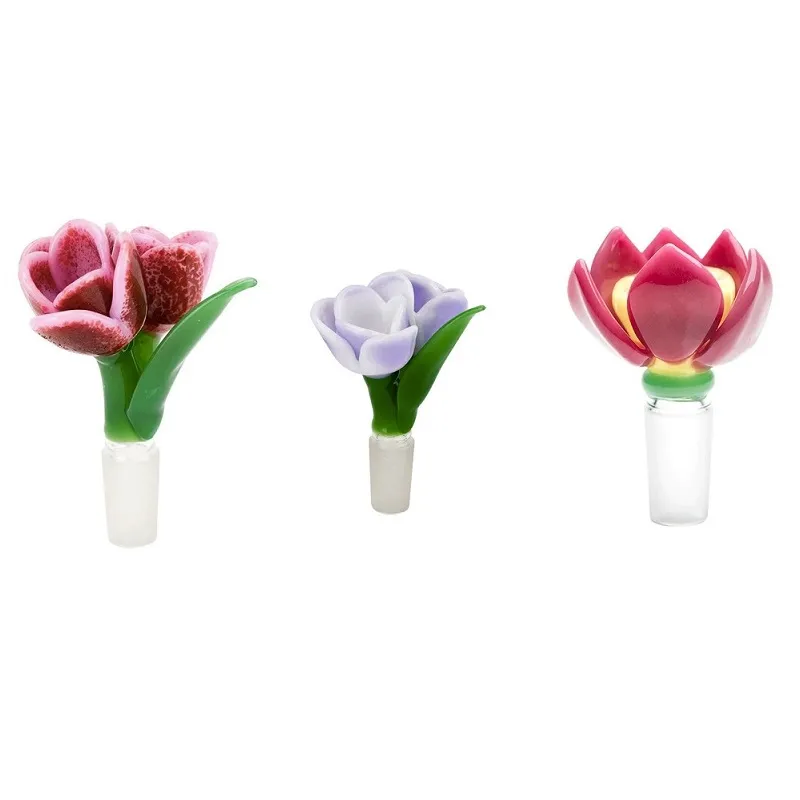 Bol en verre à Double fleur mâle de 14mm, accessoires pour fumer, bols en Pyrex épais colorés, pièce de tabac