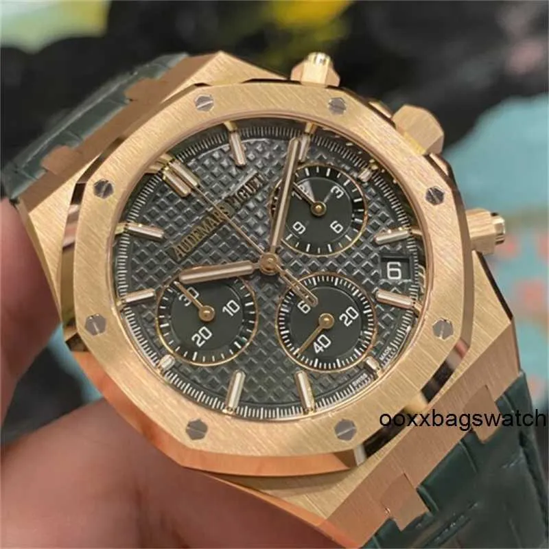 Relógios de luxo suíços masculinos Audemar Pigue Relógio Royal Oak Series 26240OR Cinto de disco verde comemoração do 50º aniversário 18K ouro rosa automático mecânico masculino W HBVO