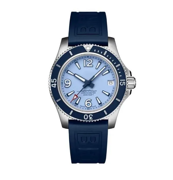 U1 Top AAA Bretiling Luxury New Men Watch Ocean Rotatable Bezel Superocean Black Blue Rubber rostfritt stål Sapphire Glass Automatisk mekanisk rörelse Titta på J49