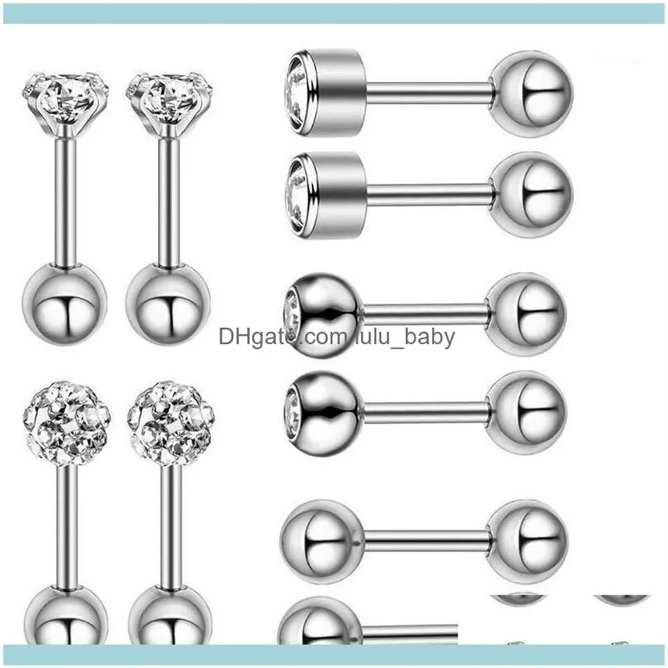 Stud Jewelrystud 10 pièces ensemble de luxe boucles d'oreilles pour femmes boule boucle d'oreille brillant cristal oreille piercing cartilage bijoux Aessory1 D3212