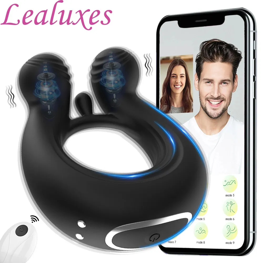 Cockrings Vibrador inalámbrico Anillo del pene Cock Ring App Contol 9 velocidades Cockrings Vibrador Retraso Eyaculación Adultos Juguetes sexuales para hombres Pareja 231130