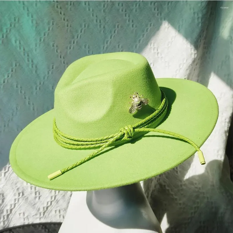 Berets Men's Fedora Hat Jazz dżentelmen angielski akcesoria skórzane luksusowy krawędź damska