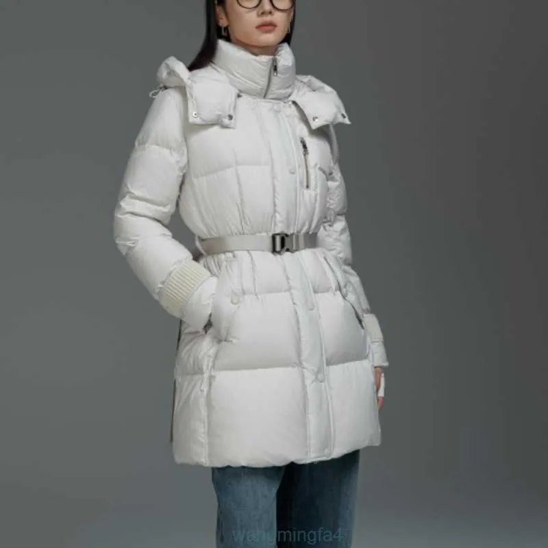 Parkas femininas Gaoke 2023 inverno novo produto com capuz comprimento médio casaco de penas de ganso com cadarço para calor e leve jaqueta estilo mongol 3zi9