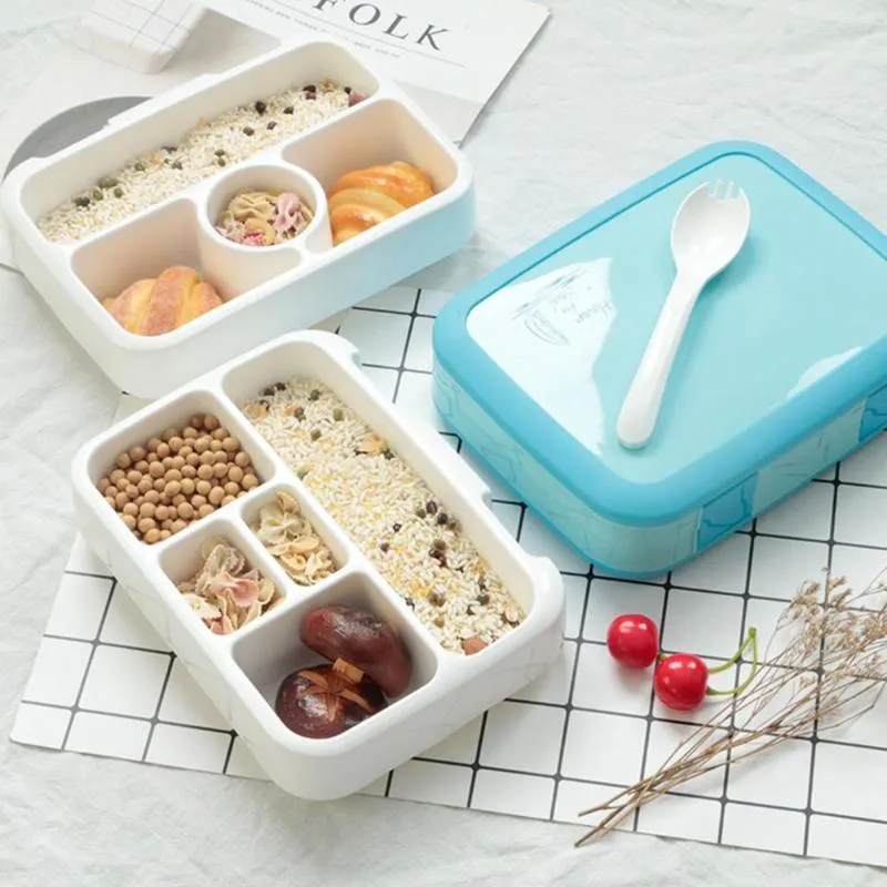 Dinnerware Sets 800ml Box With Lid Leak-Proof -Safe Anti-collision Bento Compartments PP Picnic Fruit Lunch Container For Offi