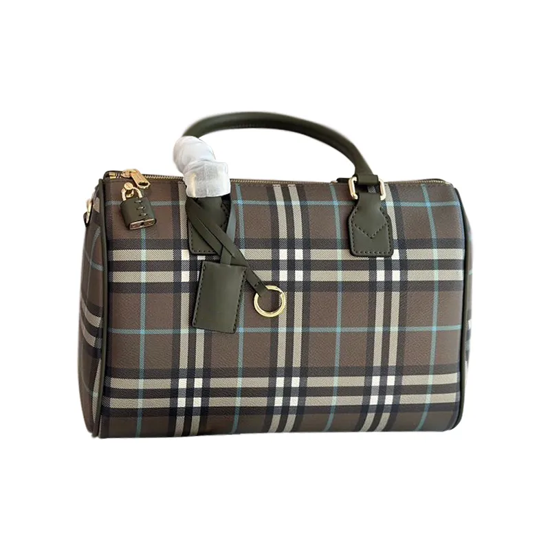 Designer Leather Bowling Bag With Top Handles Luxury Travel Handbag For