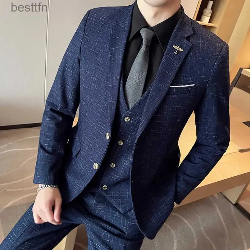 Ternos masculinos blazers terno de casamento masculino de alta qualidade (terno + colete + calças) terno profissional de negócios de moda melhor homem noivo casamento 3/2 peça conjuntol231130