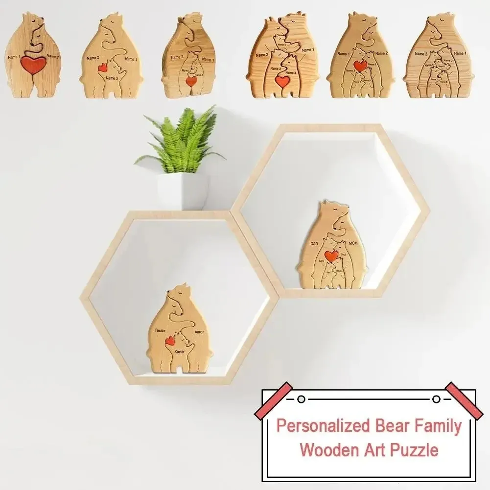 Personalized Wooden Bear Puzzle DIY Christmas Novelty Items With