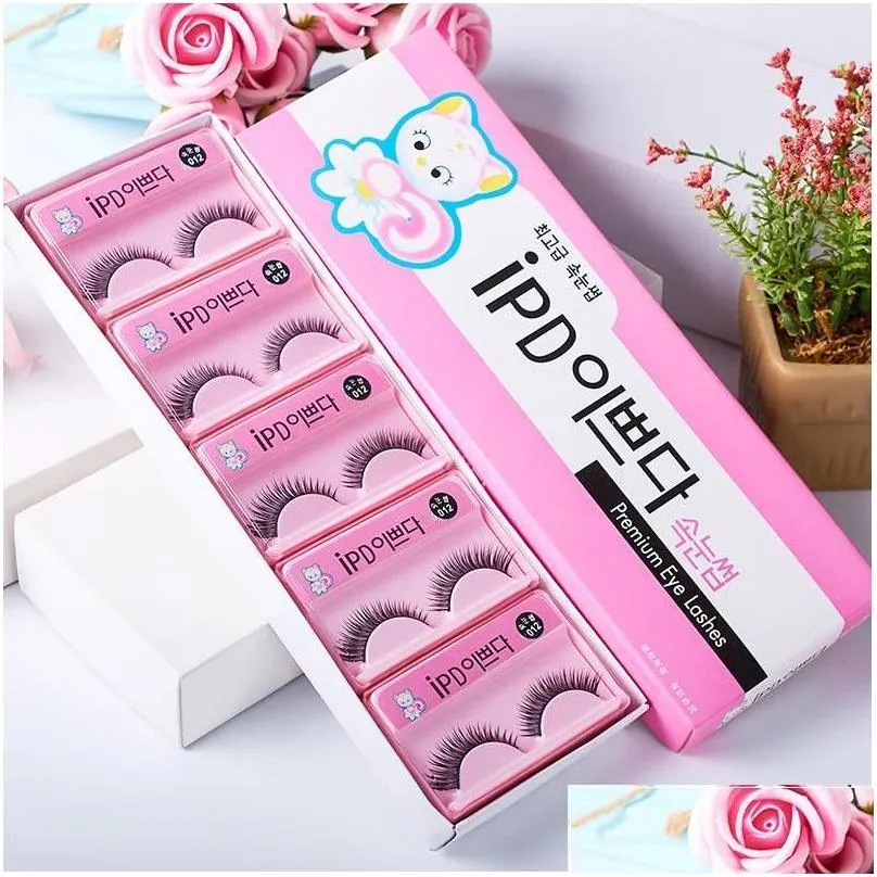 False Eyelashes False Eyelashes 10 Pairs/Box Korean Style Cat Ipd Pure Handmade Natural Thick Long Eye Lashes Drop Delivery Health Bea Dhdyt