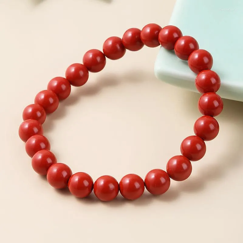Brin Vintage naturel 6/8/10mm90% cinabre rouge Zinnober boule ronde perles chaîne bijoux Bracelet pour hommes femmes