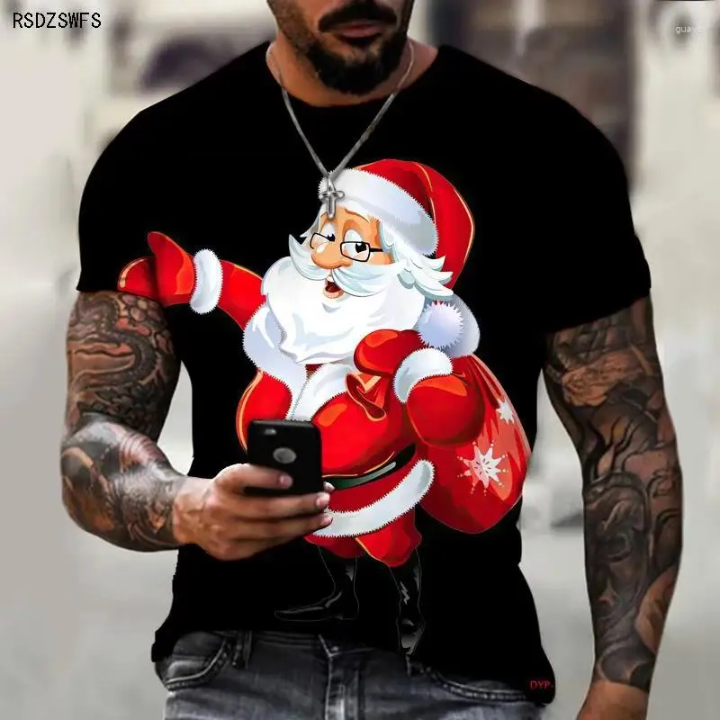 Męskie koszulki T-shirt Design Boże Narodzenie Święty Mikołaj Snowman Western Holiday 3d Printing Oversize 5xl