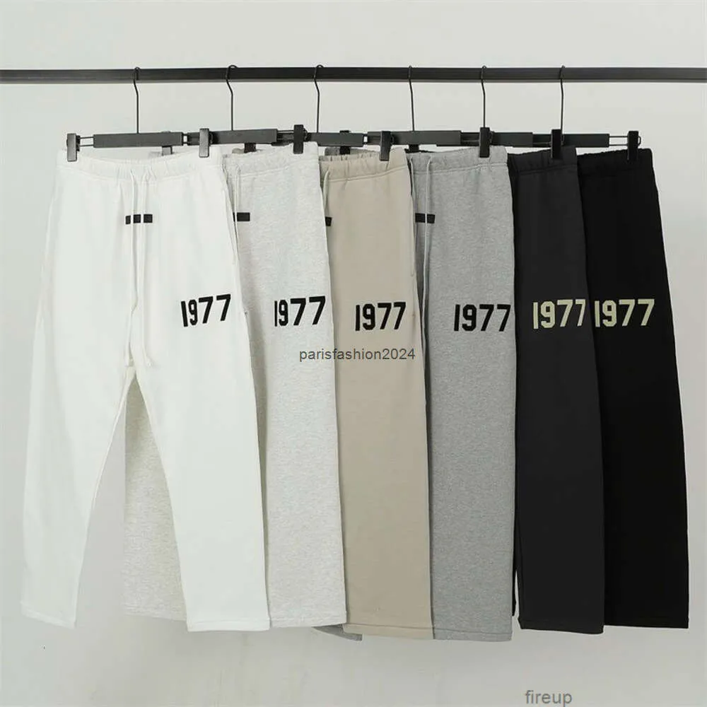 Designers Casual Pant Mens Trousers Sweatpants the Correct Version of fears God Season 8 Double Thread 1977 Flocking Letter Casual Guard Pants Loose Drawstring