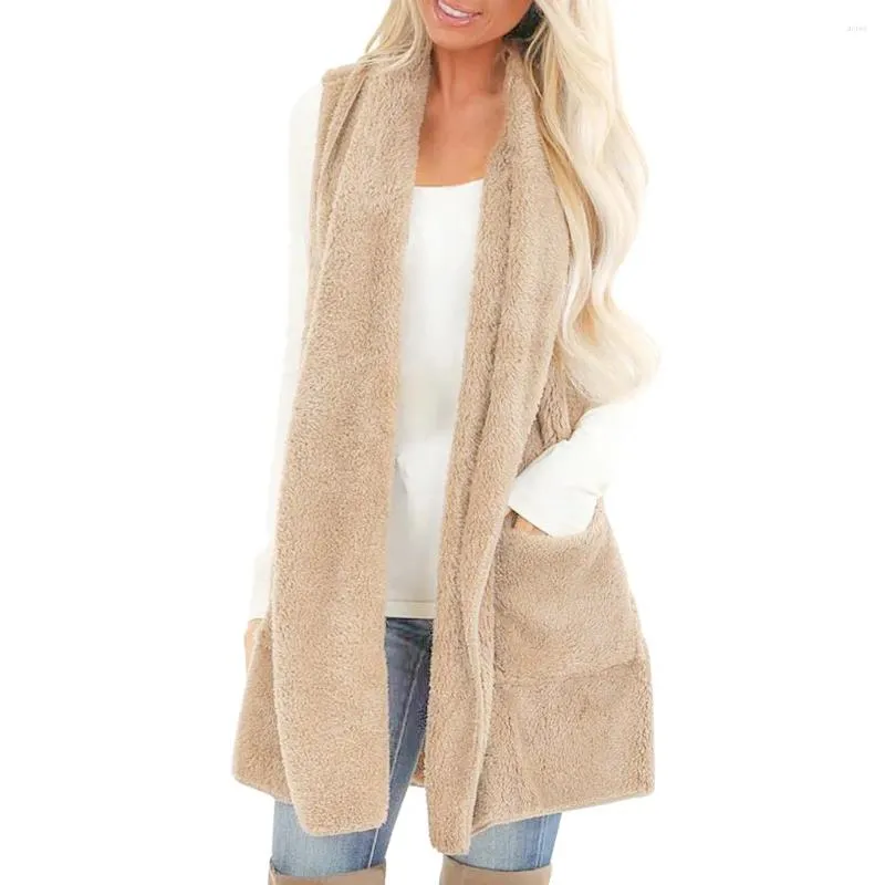 Giacche da donna Fluffly Vintage Peluche con cappuccio Gilet Cappotti Senza maniche Cardigan caldo Capispalla Teddy Giacca accogliente Moda Donna Autunno