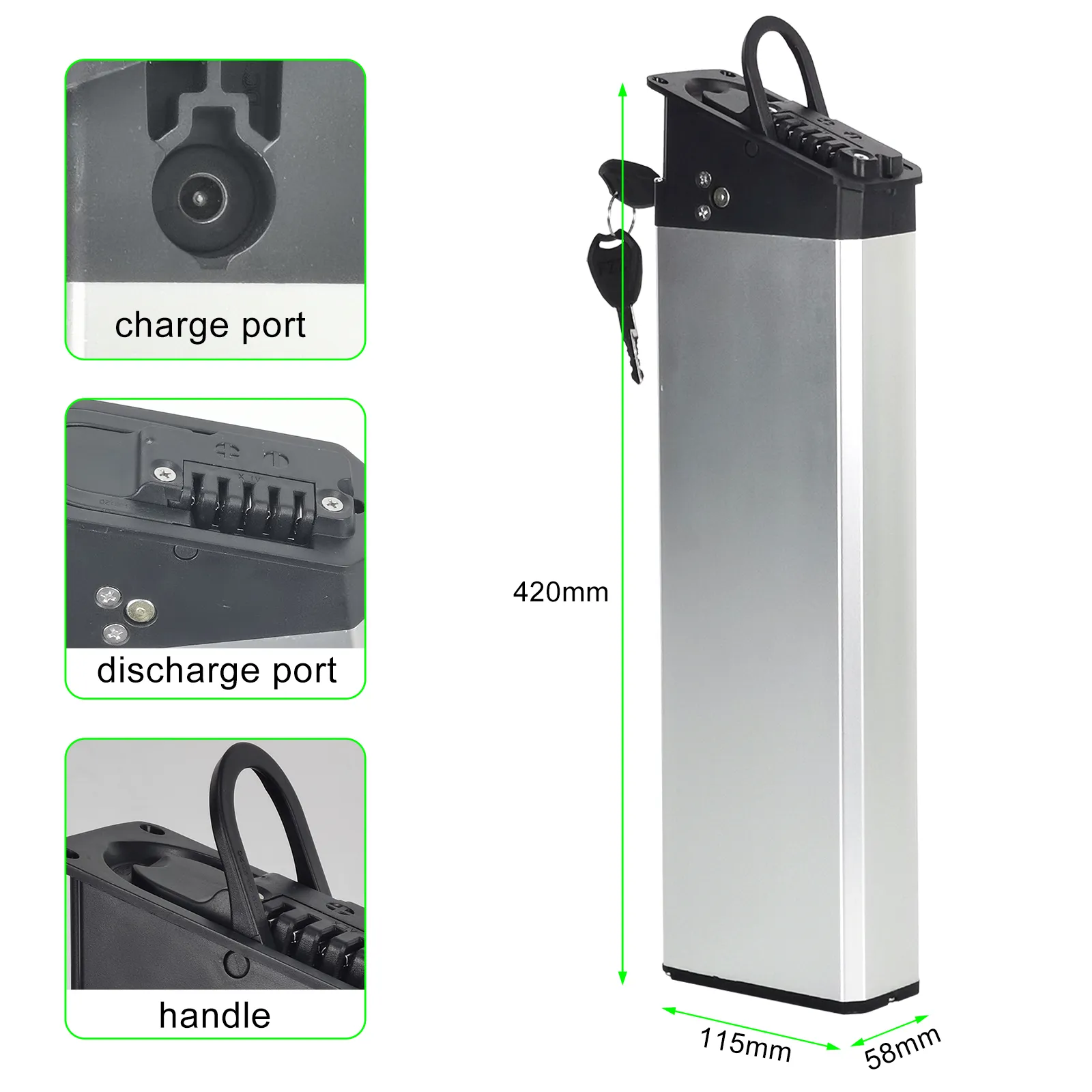 folding ebike battery inner tube DCH009 48V 52 Volt Ebike batteries pack 18650 Lithium Ion batteria 17.5Ah electric bicycle batteries