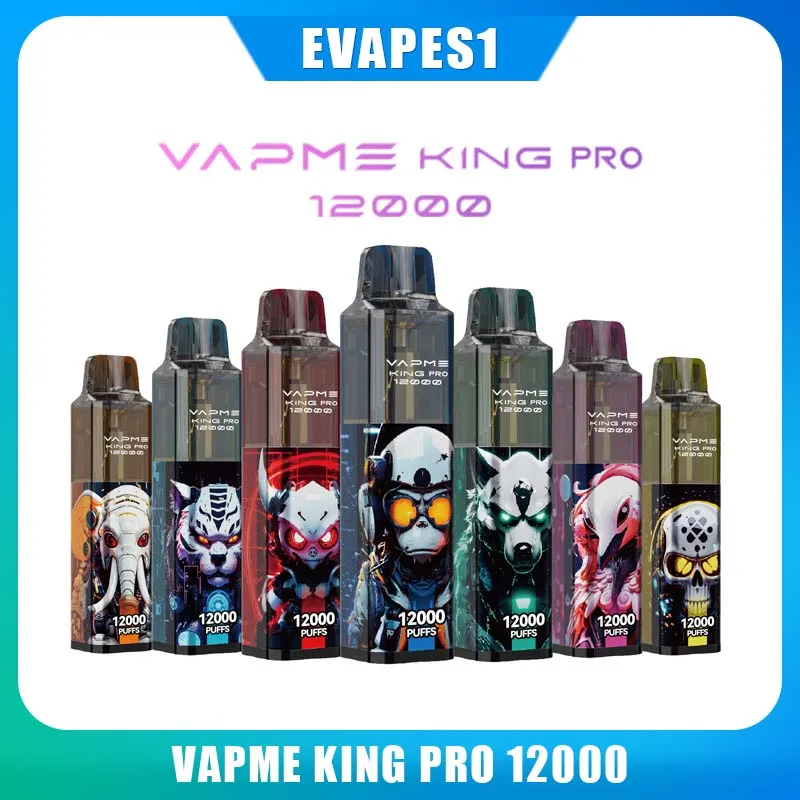 本物のVapme King Pro 12000 Puffs使い捨てのベイプメッシュコイル850MAHタイプ付きPREFILLEDデバイス10充填可能バッテリー10フレーバー12K Eタバコvs Zooy Bang 12K