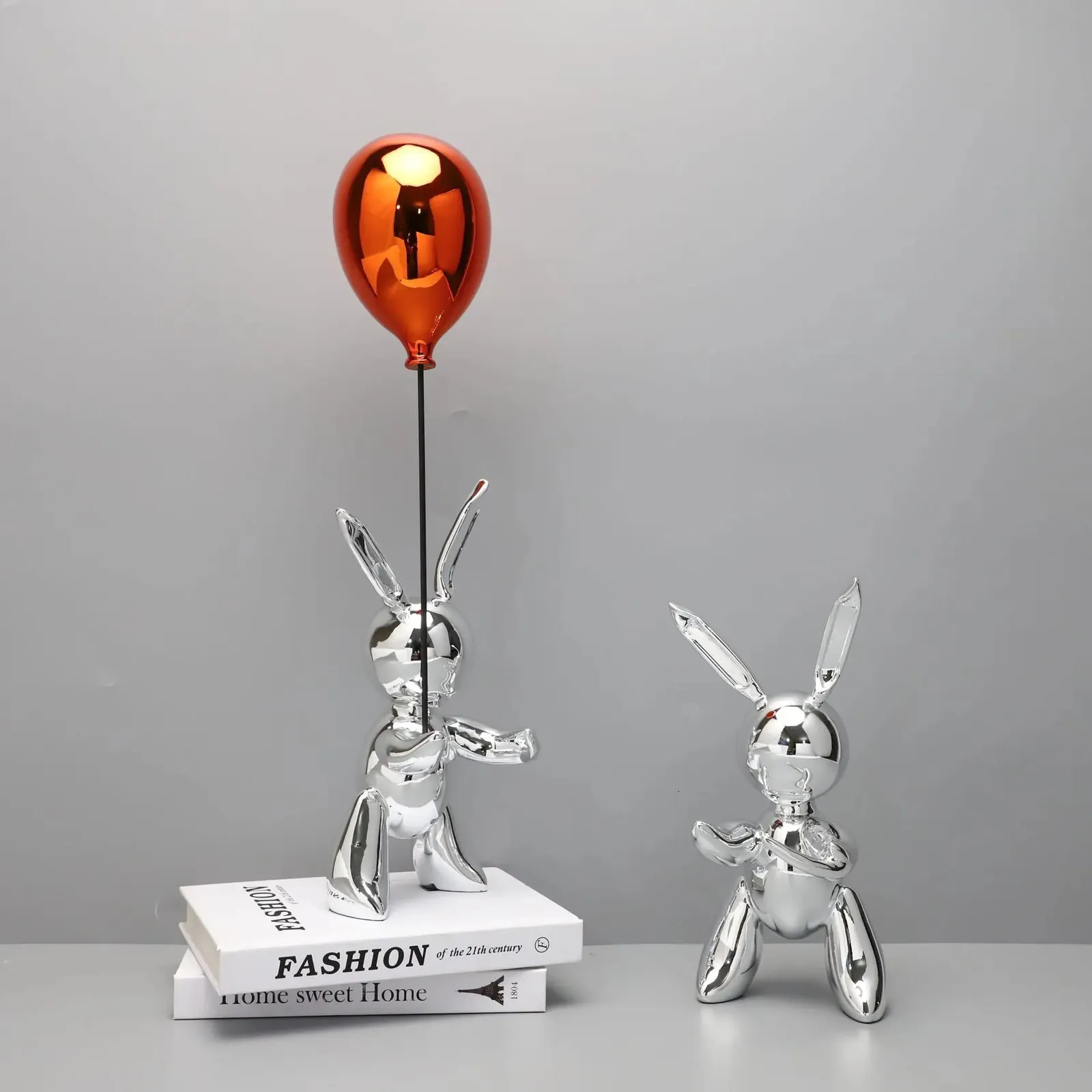 Decorative Objects Figurines Modern Simple Resin Balloon Rabbit Decoration Model House Sales Department Bedroom Study Living Room Desktop Porch Ornaments 231129