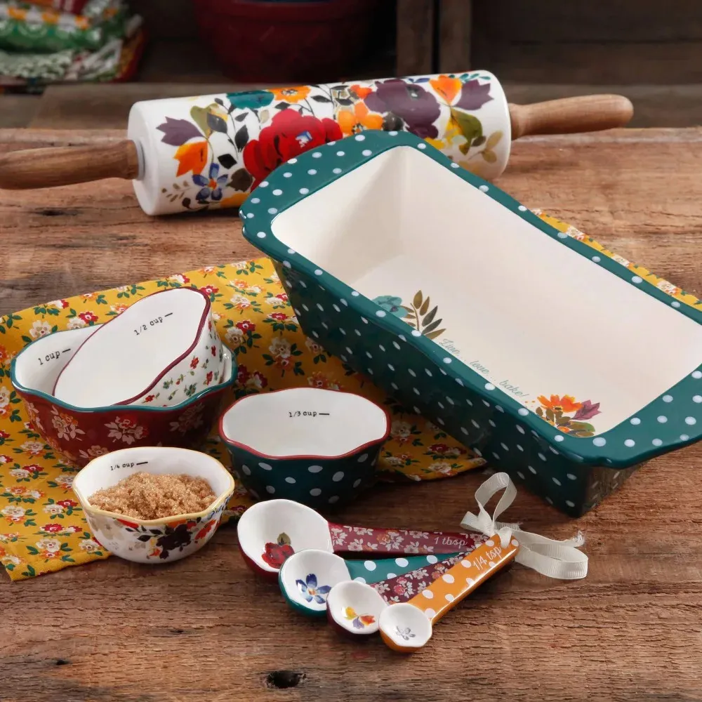 Pioneer Woman Harvest Ceramic Bakeware Set Each Dishwasher Safe