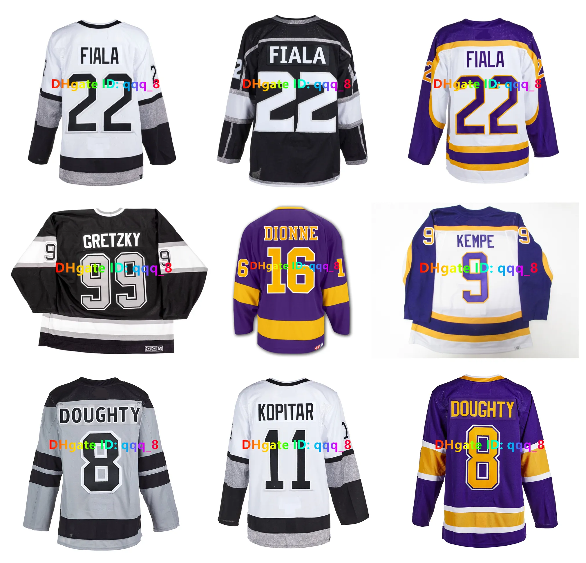 Trevor Moore Kevin Fiala Quinton Byfield Throwback Kings Hockey Jersey MARCEL DIONNE WAYNE GRETZKY Drew Doughty Anze Kopitar KELLY HRUDEY Adrian Kempe Taille S-3XL