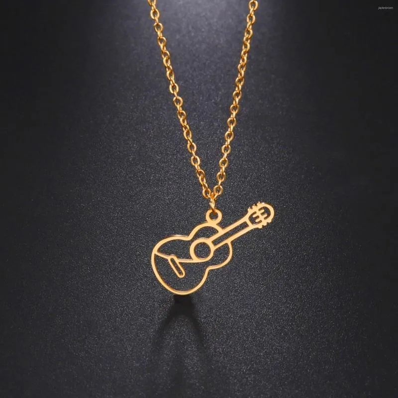 Pendant Necklaces Dreamtimes Musician Violin Stainless Steel Gold Color Hollow Necklace For Women Girl Music Jewelry Gift